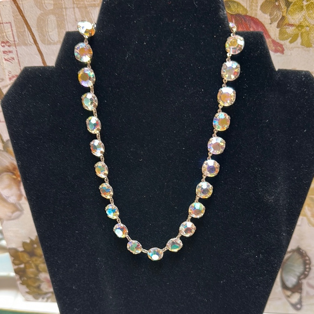 Sparkling Aurora Borealis Rhinestone neck hugging Necklace - 13” & 2 12”extender